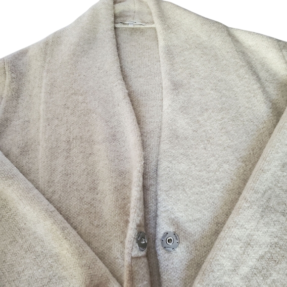 VINCE Bouclé Oatmeal Wool/Alpaca Blend Brushed Knit Long Cardigan Sweater SZ L - Picture 9 of 14